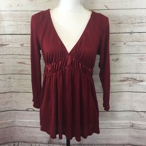 -The Limited- Burgundy Modal V-Neck Stretch Top